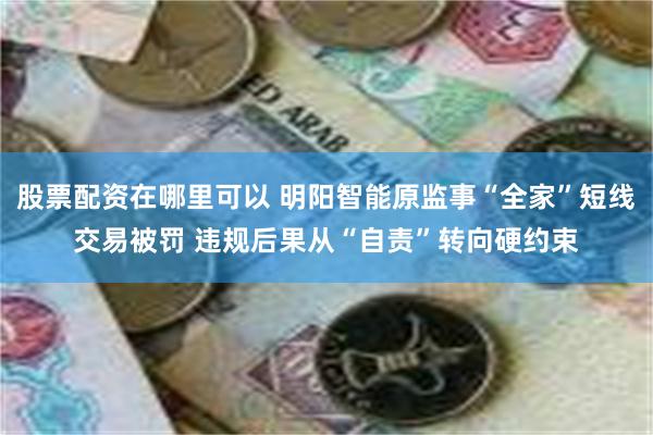 股票配资在哪里可以 明阳智能原监事“全家”短线交易被罚 违规后果从“自责”转向硬约束