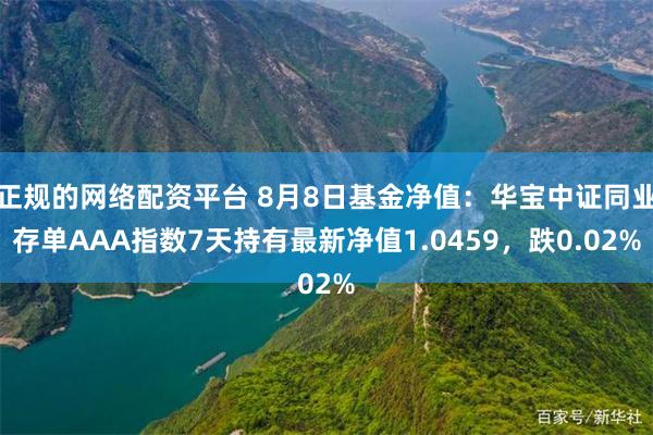 正规的网络配资平台 8月8日基金净值：华宝中证同业存单AAA指数7天持有最新净值1.0459，跌0.02%