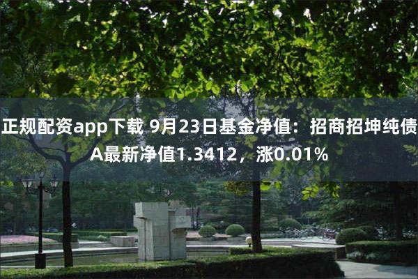 正规配资app下载 9月23日基金净值：招商招坤纯债A最新净值1.3412，涨0.01%