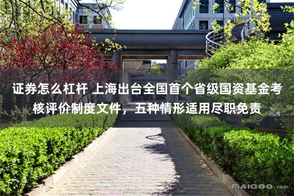 证券怎么杠杆 上海出台全国首个省级国资基金考核评价制度文件，五种情形适用尽职免责